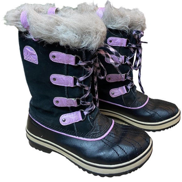 Sorel Other - Sorel Joan Of Arctic Big Kid Girls Size 5 Black/Lilac Suede Winter Snow Boots